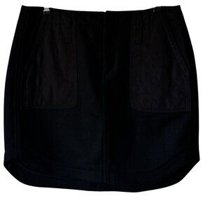 Madewell Skirt Size10 Black Wool Blend Quilted Shirttail Mini Patch Pockets
